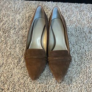 Ann Taylor Brown Suede Pointed-Toe Heels